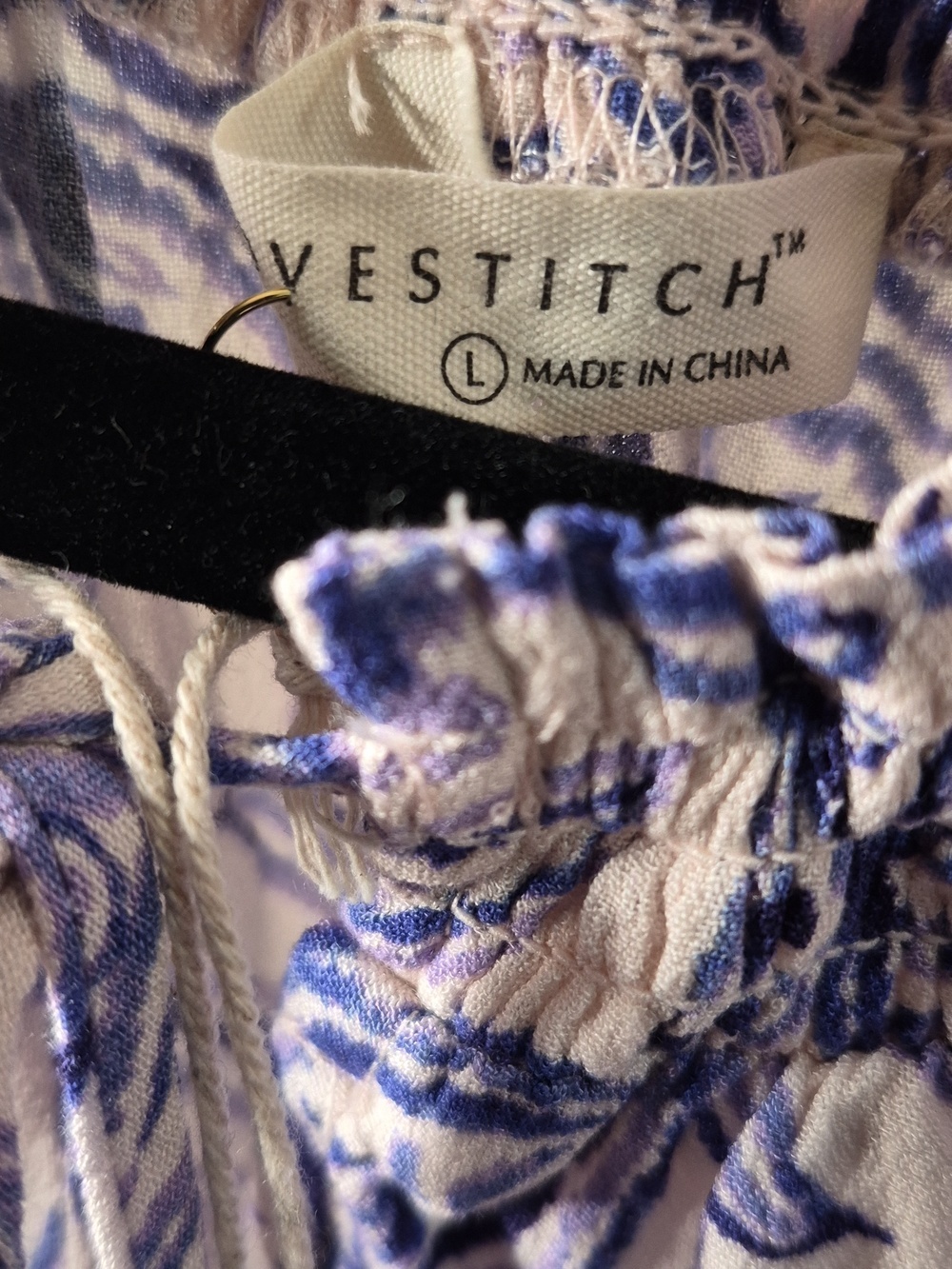 lovestitch Blue and Purple Floral Drawstring Peasant Blouse - Picture 10 of 10